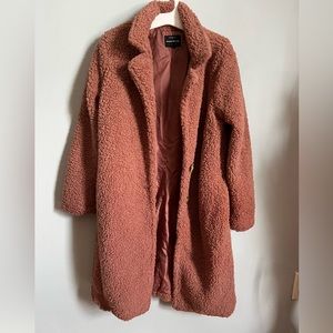 Mauve Long Teddy Coat